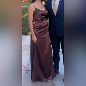 Birdy Grey Satin Maxi Dress - Deep Brown